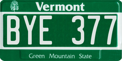 VT license plate BYE377