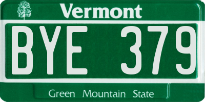 VT license plate BYE379