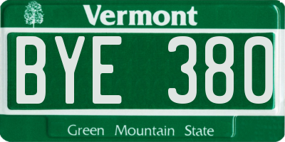 VT license plate BYE380