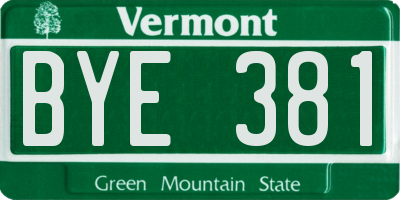 VT license plate BYE381