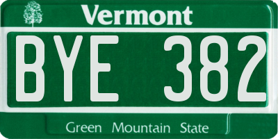 VT license plate BYE382