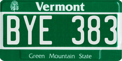 VT license plate BYE383