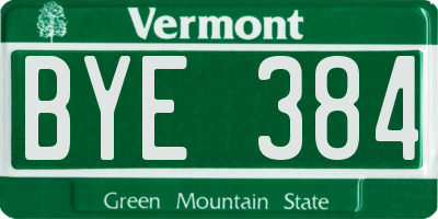 VT license plate BYE384