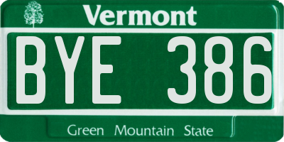 VT license plate BYE386