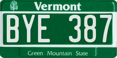 VT license plate BYE387