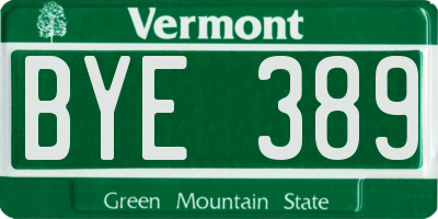 VT license plate BYE389