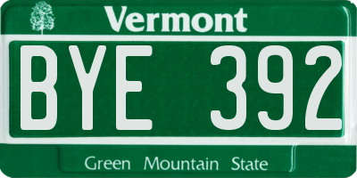 VT license plate BYE392