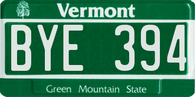 VT license plate BYE394