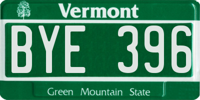 VT license plate BYE396