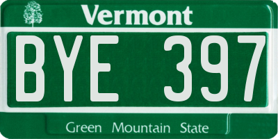 VT license plate BYE397