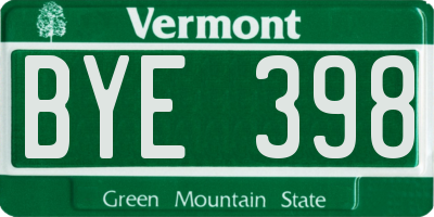 VT license plate BYE398