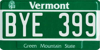 VT license plate BYE399
