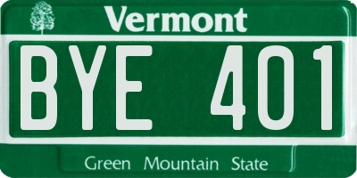 VT license plate BYE401