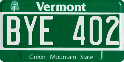 VT license plate BYE402