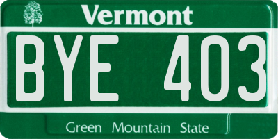VT license plate BYE403