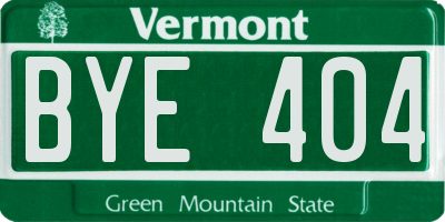 VT license plate BYE404