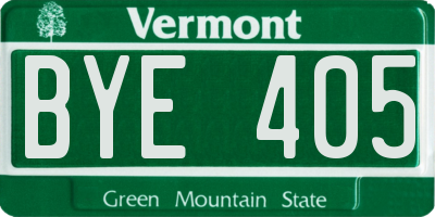VT license plate BYE405