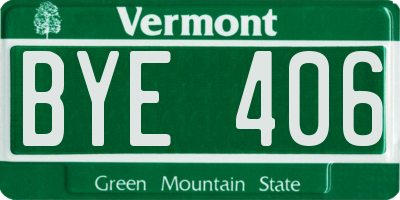 VT license plate BYE406