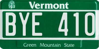 VT license plate BYE410