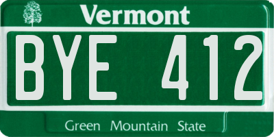 VT license plate BYE412