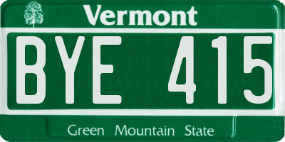 VT license plate BYE415
