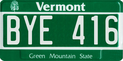 VT license plate BYE416