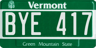 VT license plate BYE417