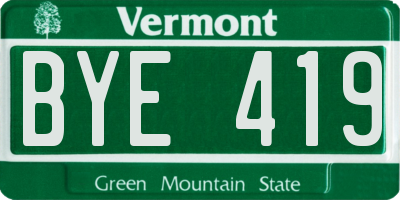 VT license plate BYE419