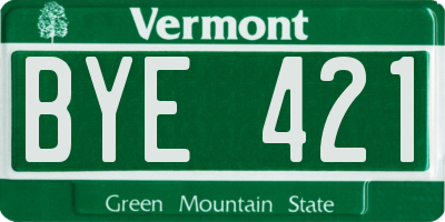 VT license plate BYE421