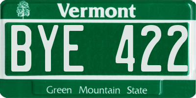 VT license plate BYE422