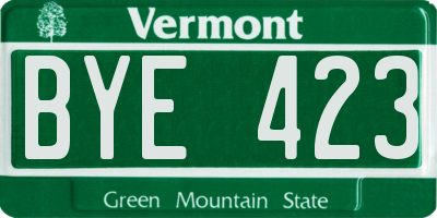 VT license plate BYE423