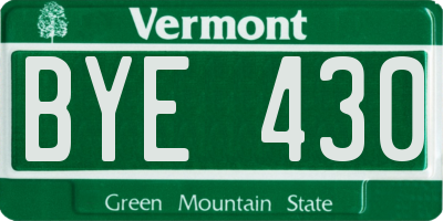 VT license plate BYE430