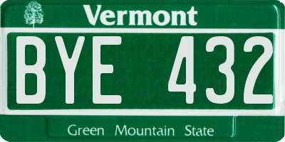 VT license plate BYE432