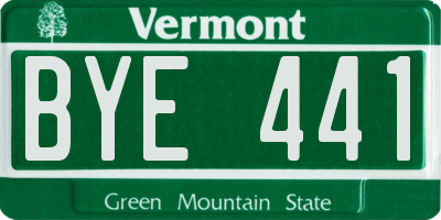 VT license plate BYE441