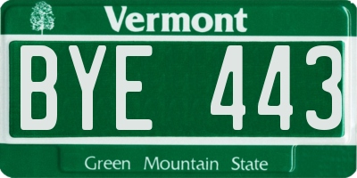 VT license plate BYE443