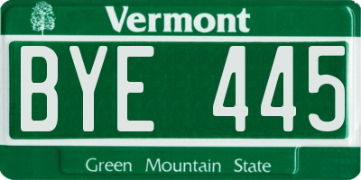 VT license plate BYE445