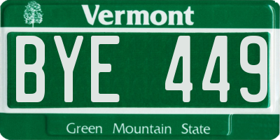 VT license plate BYE449
