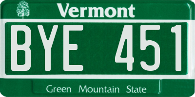 VT license plate BYE451