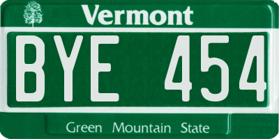 VT license plate BYE454