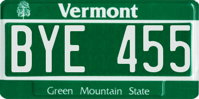 VT license plate BYE455