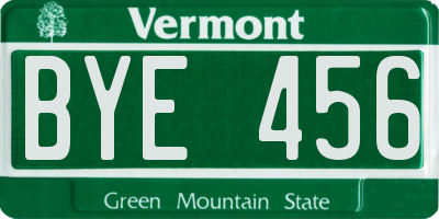 VT license plate BYE456