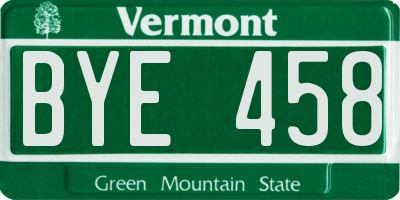 VT license plate BYE458