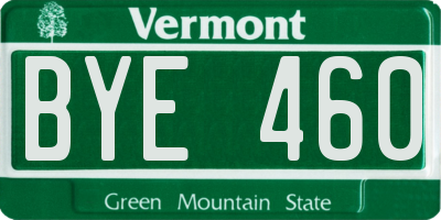 VT license plate BYE460