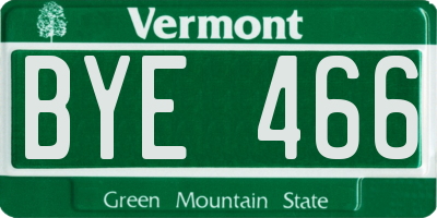 VT license plate BYE466