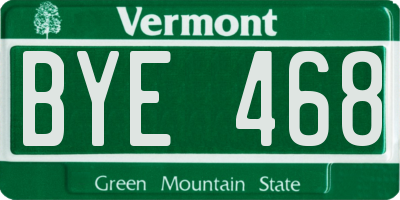 VT license plate BYE468