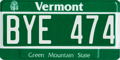 VT license plate BYE474