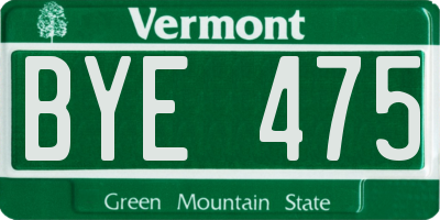 VT license plate BYE475