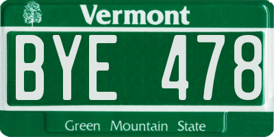 VT license plate BYE478