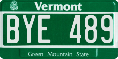 VT license plate BYE489