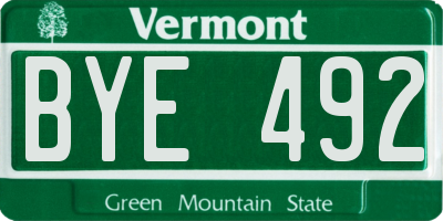 VT license plate BYE492